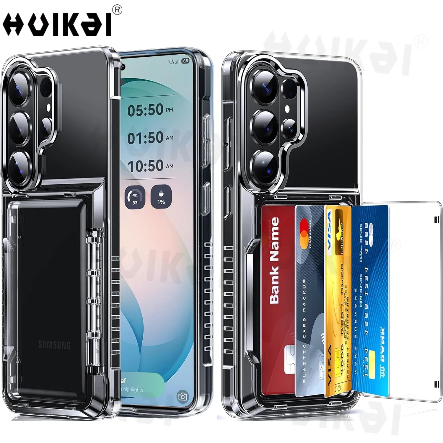 Slim Hard PC Heavy Duty Protective Wallet Card Holder Case with Slide Slot