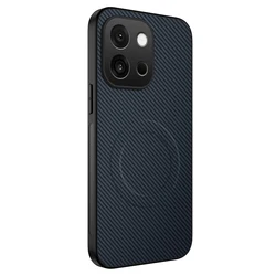 Luxury Frosted Carbon Fiber Magnetic Wireless Charging Phone Case for OPPO A5I 4G (Blue)