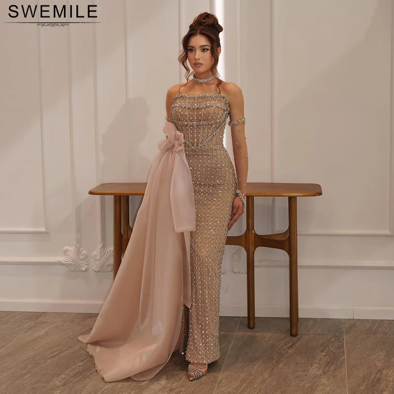 SWEMILE Luxury Diamond Strapless Evening Dresses 2025 Mermaid Formal  Occasion Dress Wedding Party Prom Gowns Vestidos De Cctel - AliExpress 320