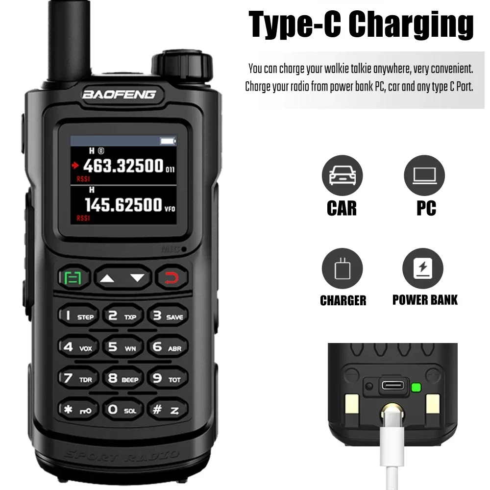 BaoFeng Original Walkie Talkie 30KM Long Range Wireless Copy Frequency Stopwatch Waterproof Two Way Radio 1.77" LCD NOAA G30 Pro 6