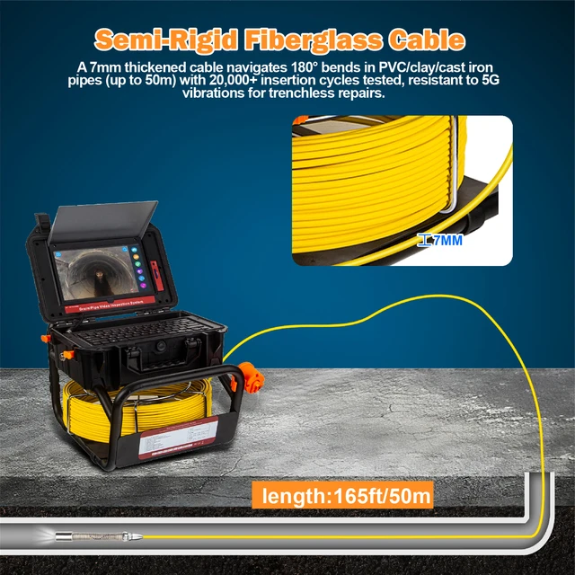 Sewer Camera with 10.1in HD Screen and 512HZ Locator Self-Leveling Distanc Counter Inspection Camera with keybord and 5mm Cable 5