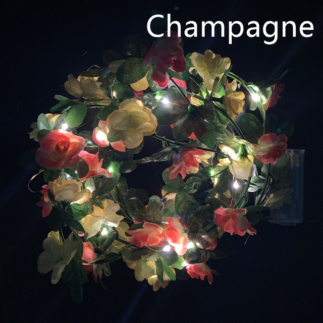 LED Rose Wreath Artificial Plant Vines Valentine's Day Christmas Wedding Decoration Interior Romantic Atmosphere Decoration