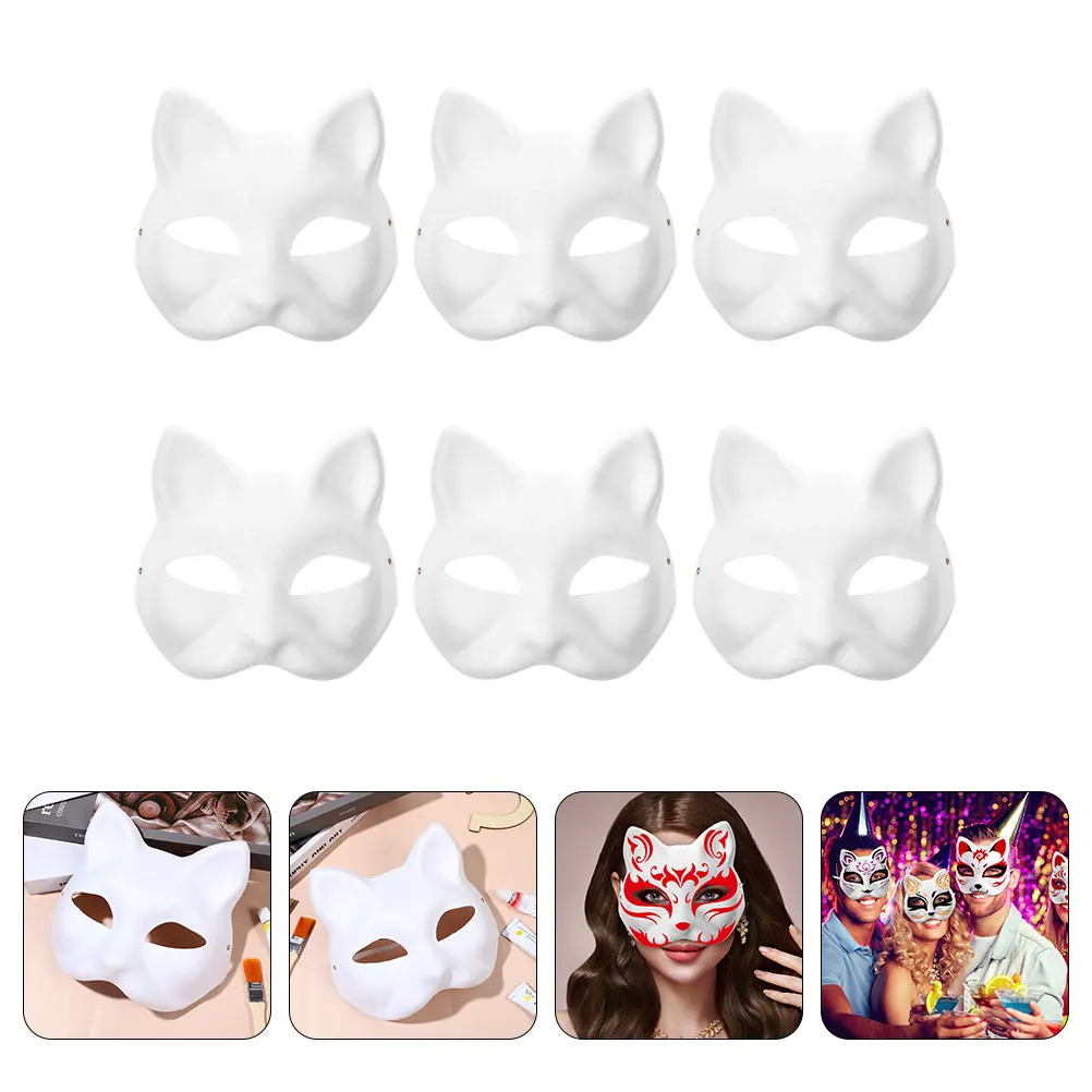 6-Pcs-Prom-Mask-White-Paper-Face-Decorate-DIY-Blank-Party-Masks ...