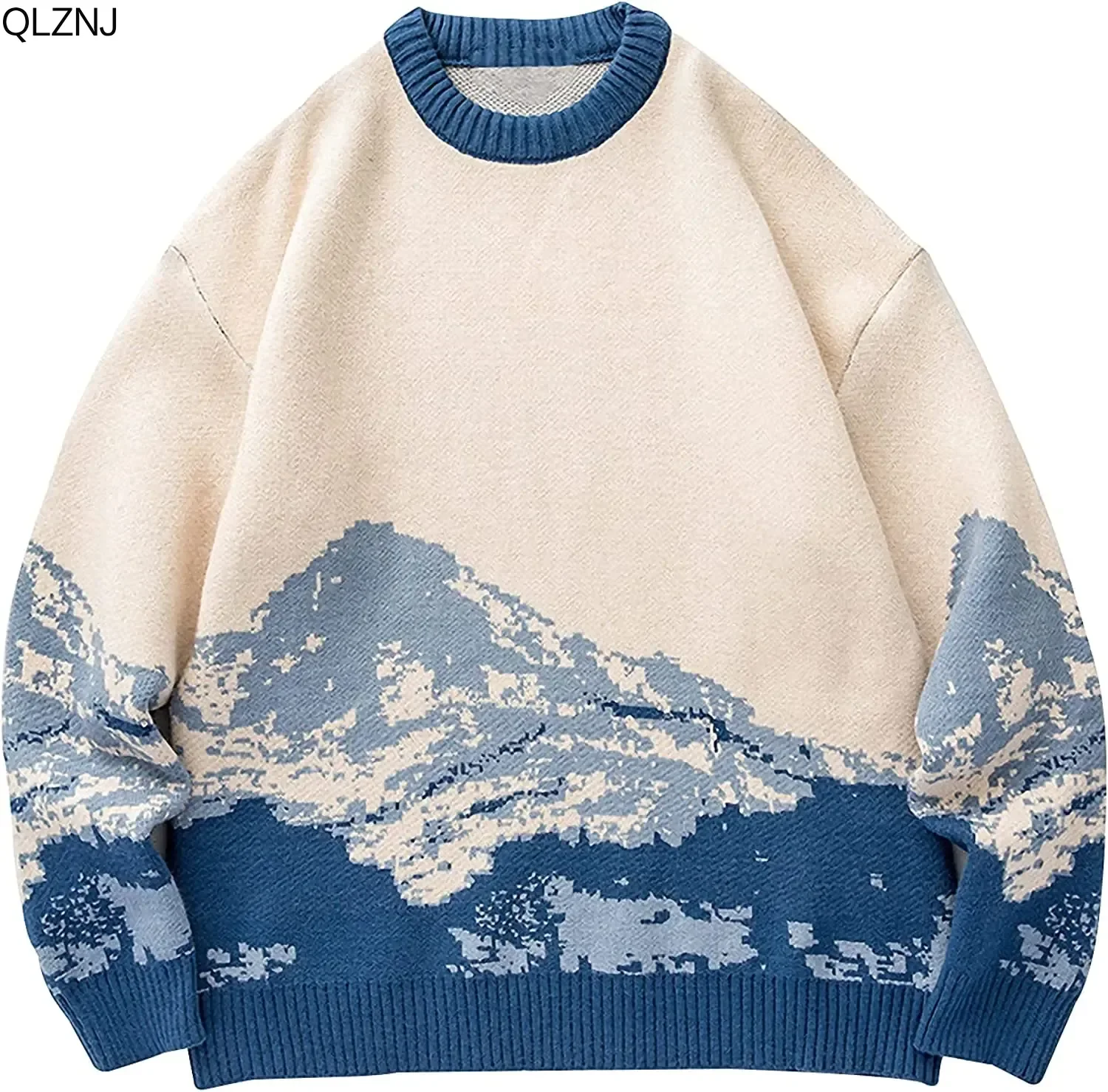 

Men's Pullover Sweaters Snow Mountain Graphic Knitted Sweater Women Casual Soft Crewneck Harajuku Jumper Top Oversize Streetwear