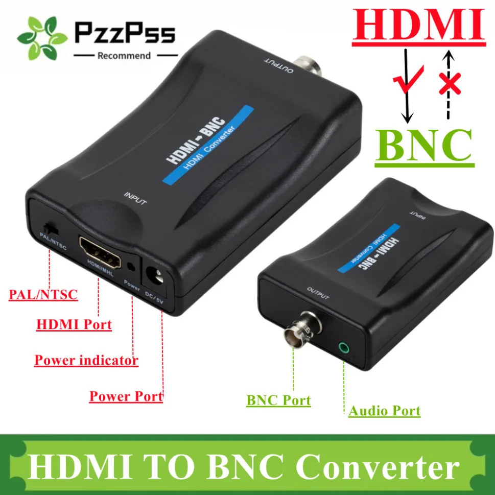 HDMI-compatible to BNC Adapter 1080P Composite Video Signal Converter Multimedia