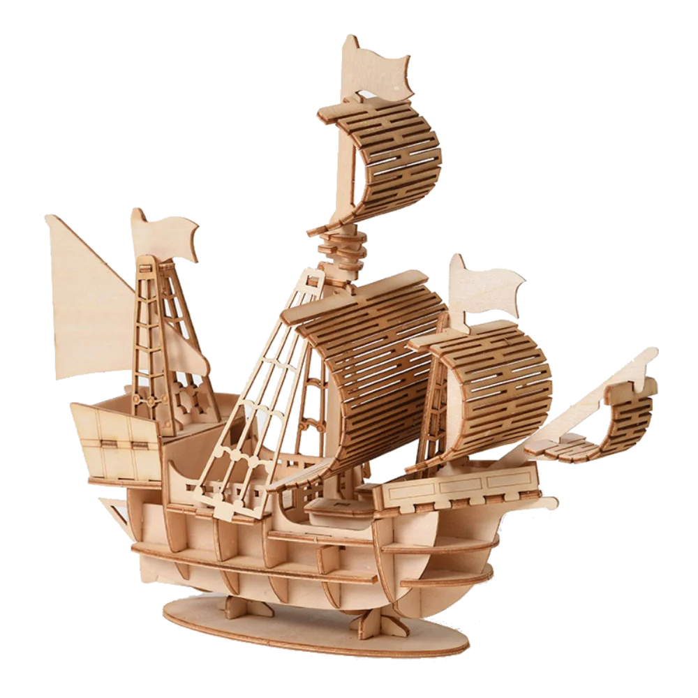 3D DIY Classic Boat Puzzles Toys Assembly Build Blocks Wood Craft Kits
