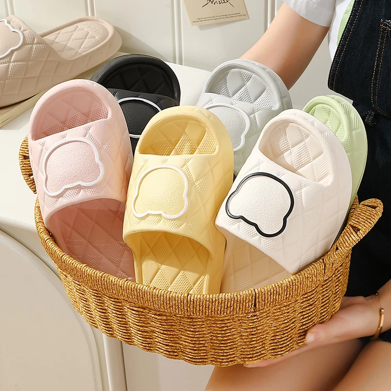 Summer Women Slippers Indoor Bath Thick Platform Non-slip Home Men Cartoon Bear Flip Flops Beach Sandals Ladies Shoes 6