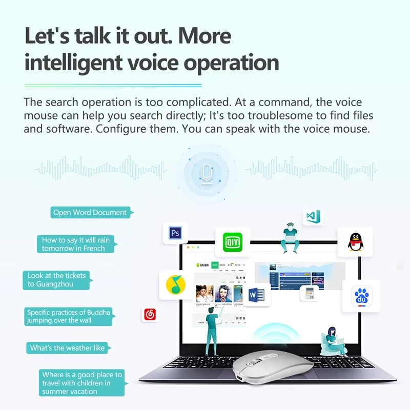 Xiaomi Wireless Mouse AI Intelligent Voice Mouse 2.4G Dual-mode With Voice-activated Typing Silent Rechargeable Bluetooth Mouse 4