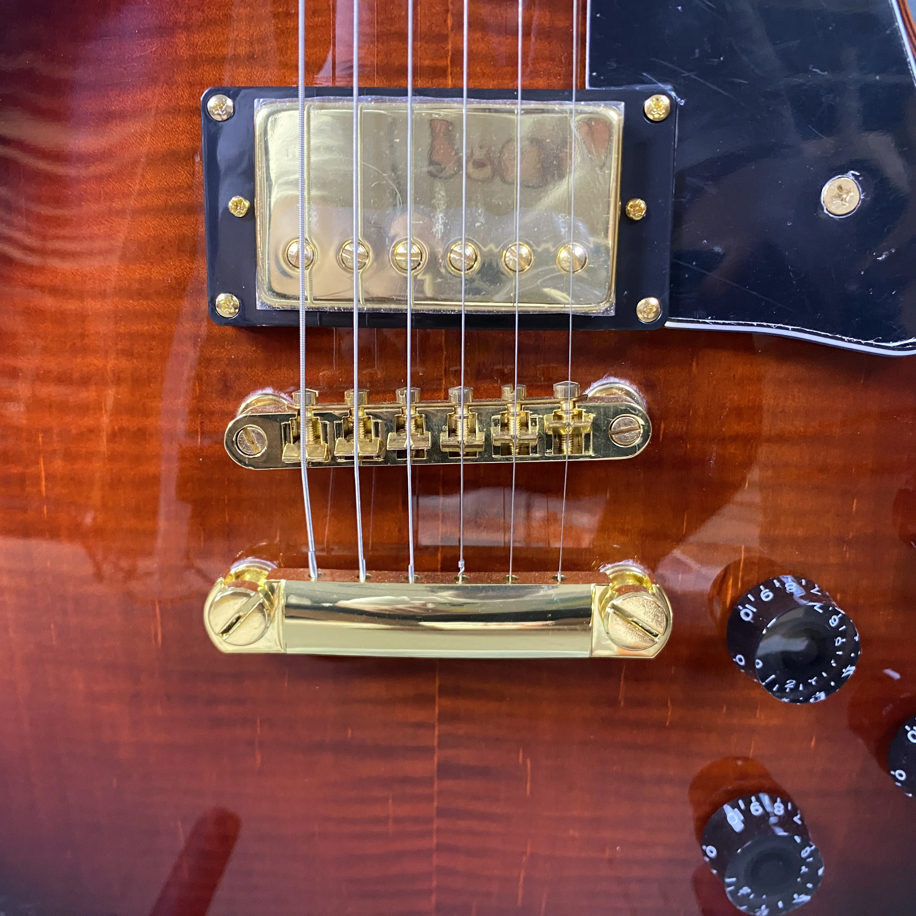 LP6 String Electric Guitar HH Pickup Gold Hardware Flame Maple Top Mahogany Body Rosewood Fingerboard guitar accessories