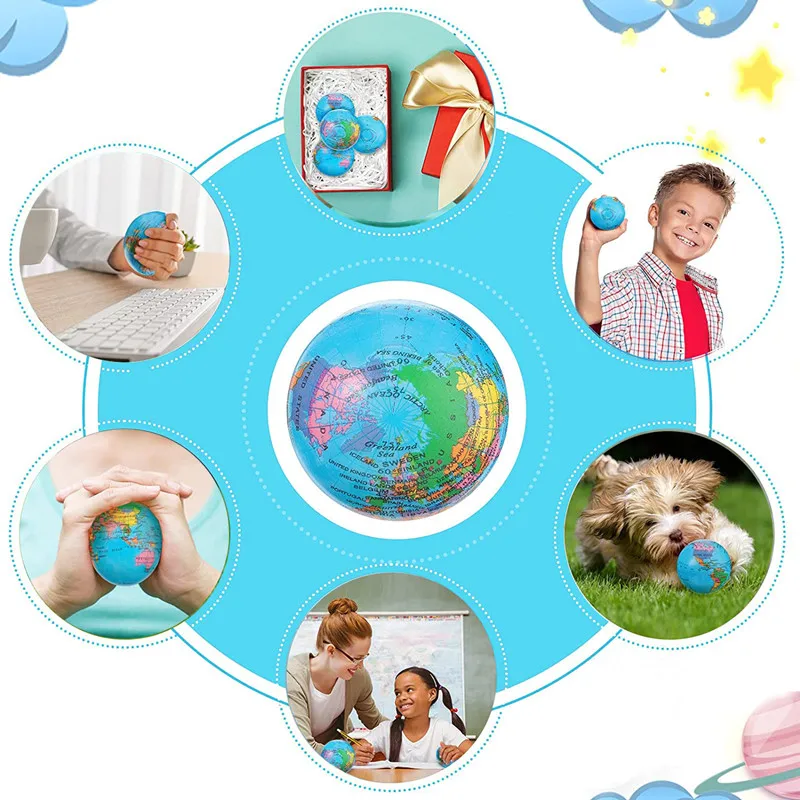 Soft Foam Globe Squeeze Toy World Map Toys Mini Foam Earth World Map Ball for Children Adult Stress Relief Novelty Toys 5