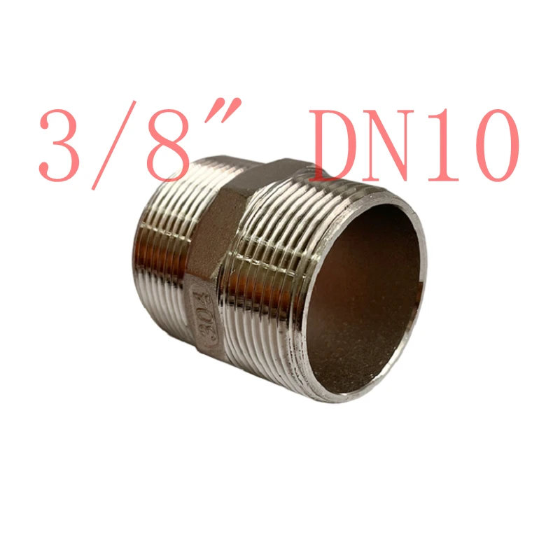 3/8 DN10 , Male Threaded Hex Nipple,Stainless Steel 304 Quick Coupler Pipe Fitting,2 pieces