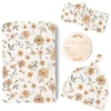 Newborn Baby Receiving Blanket with Matching Headband and Beanie Set Baby Swaddle Nursery Swaddle Wrap Set of 4 6