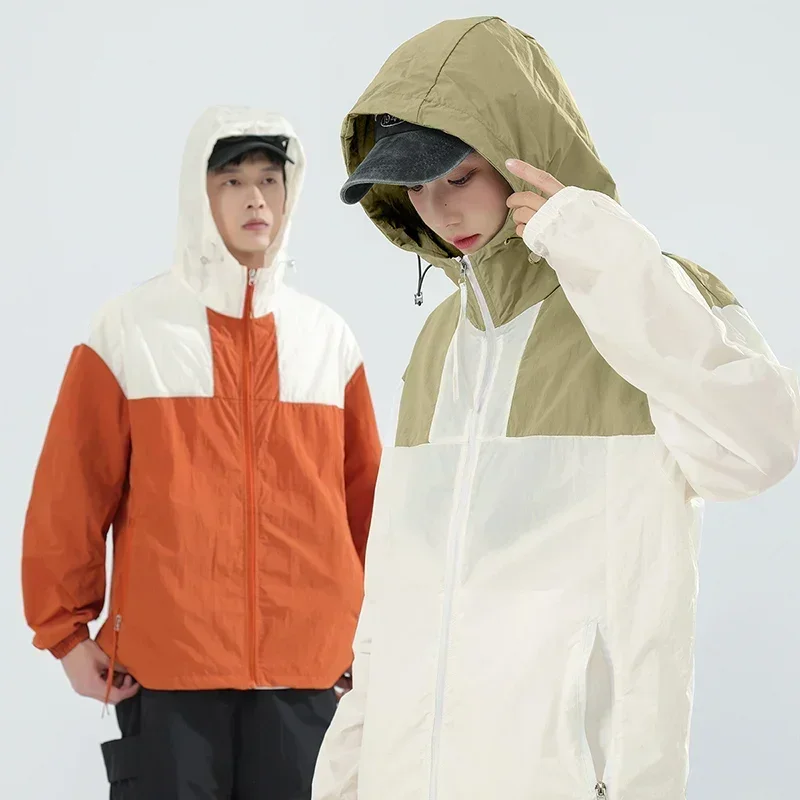 가벼운 자외선 차단 재킷 야외 하이킹 의류 여름 남성용 쿨링 UV 긴팔 후드 셔츠 여성용 낚시 코트 커플용