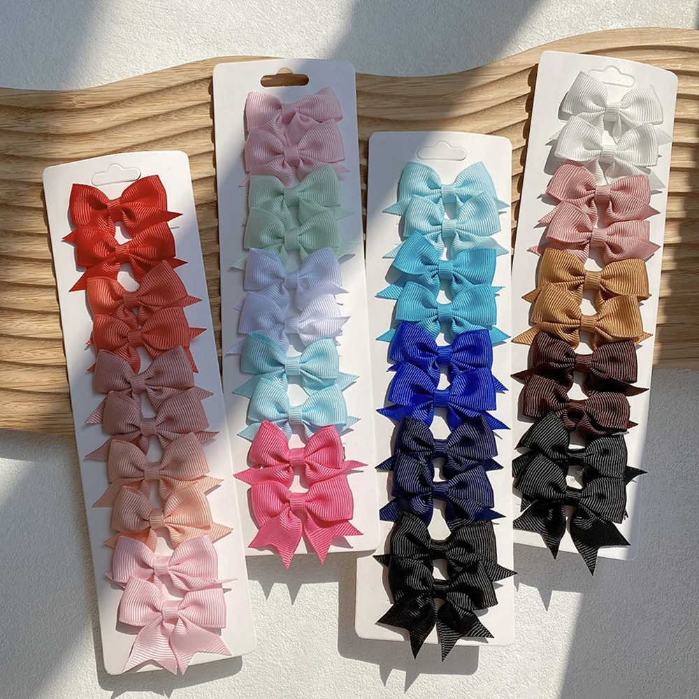 10pcs/set 1.9'' tömör színben Pántlika gyerekeknek Íves körző haja klipek számára Kisded lányok handmade bowknot Hajtű Mali barrettes haja kiegészítők