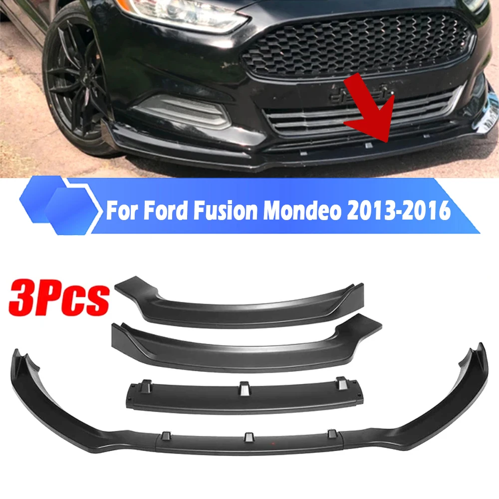 

3PCS Car Front Bumper Splitter Lip Diffuser Spoiler Body Kit Protector Cover For Ford For Fusion For Mondeo 2013 2014 2015 2016