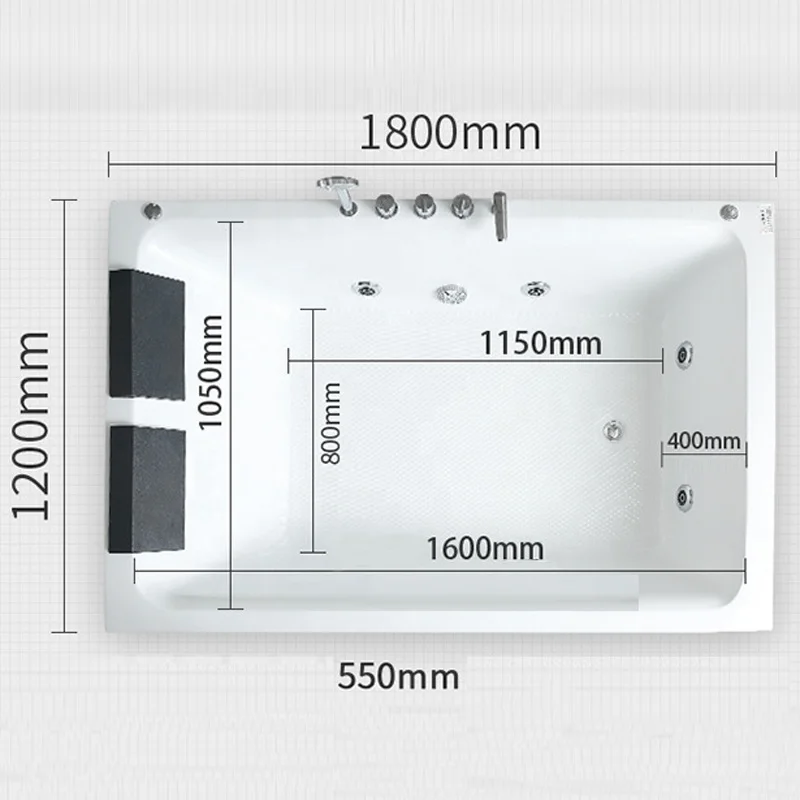 1.8 meter 2 Person bathtub modern home use jacuuzi massage bathtubs 4