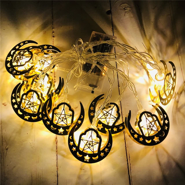 Guirlande lumineuse Led en fer, Eid Mubarak, lune, étoile, décoration pour  la maison, Ramadan Kareem, fournitures de fête du Festival musulman  islamique 2023 - AliExpress