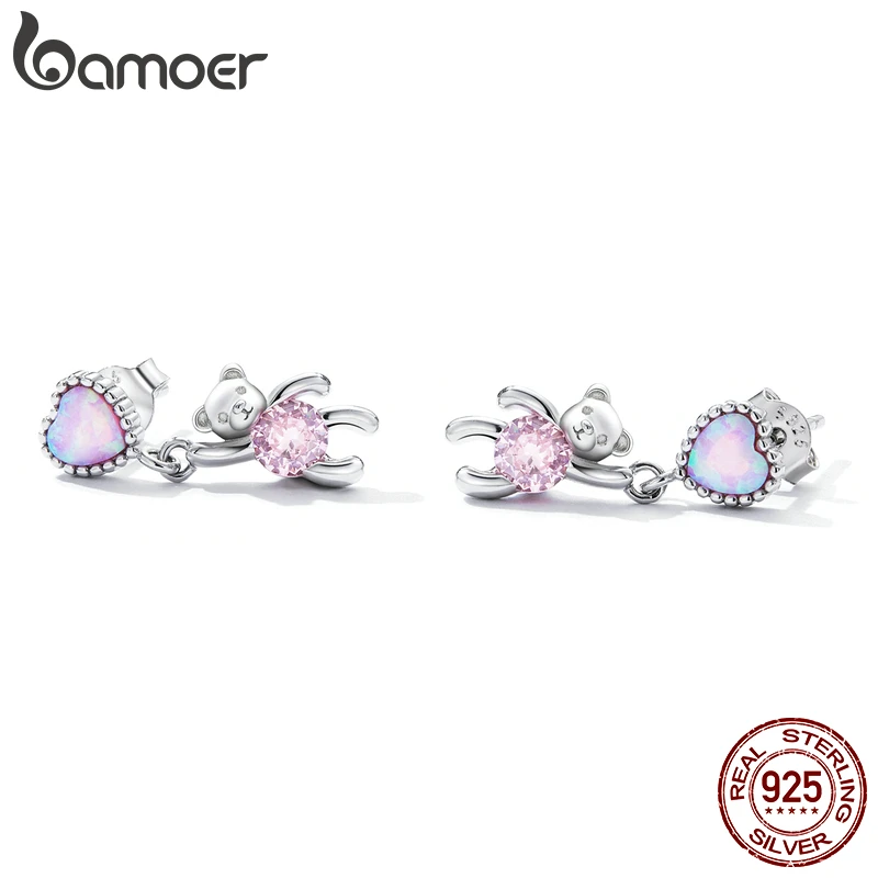 Bamoer 925 Sterling Silver Heart Bow Hypoallergenic Earrings Studs For  Women Girl Birthday Plating Party Jewelry Christmas Gift - AliExpress