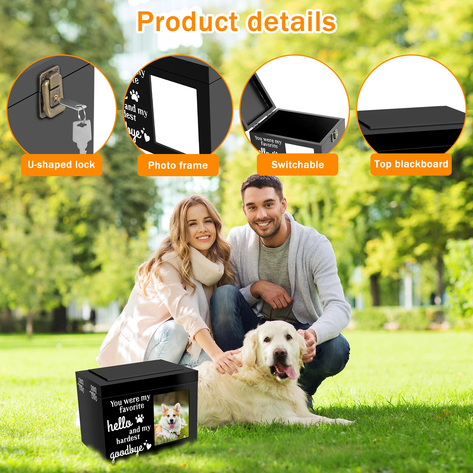 Wood Pet Memorial Urn DIY Personalized Pet Urn Memorial Box with Photo Frame for Dog Cat Bird Mouse Cremation Ashes NEW