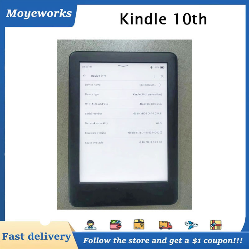 Kindle 10th Generation E-book Reader 4G/8G Ereader 6inch E-ink Touch Screen with Backlight Reading Light 167ppi used In stock