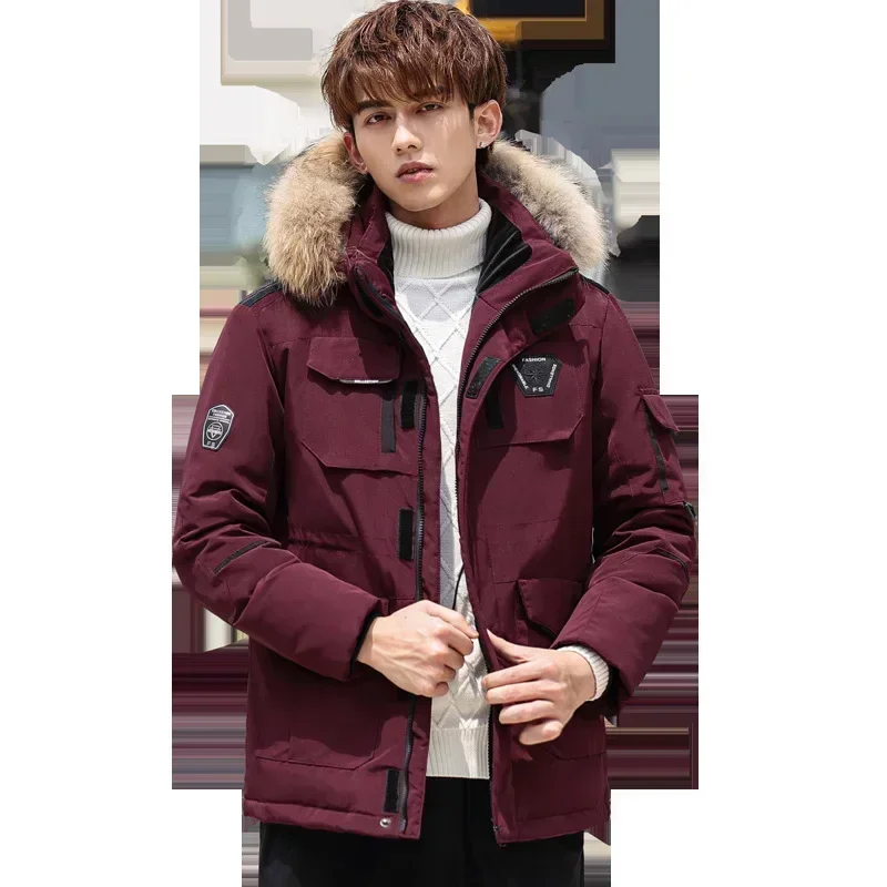 Winter Down Jacket Men 90% White Duck Down Parkas Coat Mid-length Fur Collar Male -30 Degree Keep Warm Thicken Snow Overcoats down jacket,mens jacket