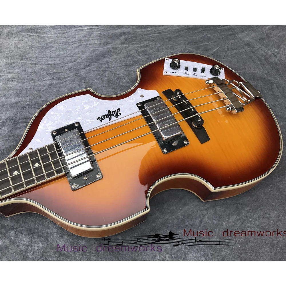 

Custom Classic HOFNER, Violin bass, Four string guitar,Contemporary series bass,Double flame maple wood veneers