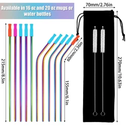 Set of 12/10 Reusable Stainless Steel Drinking Straws with Cleaning Brush (Set B - 10pcs)