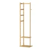 Coat Tree Solid Bamboo Freestanding Coat Rack with Storage Garments Corner Stand with Hooks for Home Bedroom 6