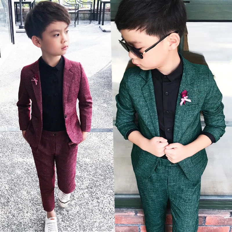 Kids Wedding Ceremony Slim Suit Formal Blazers Pants 2Pcs Photography Clothes Baby Boys boys suits