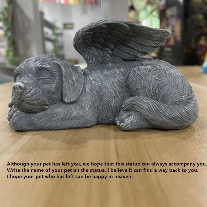 Resin Angel Dog Cat Statue Garden Decor Puppy Tombstone Sculpture Ornaments Gifts for Yard Home Decoration