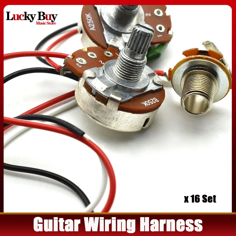 

16set Bass Wiring Harness Prewired 250K Pots 1V1T Jack Musical Instrument Parts