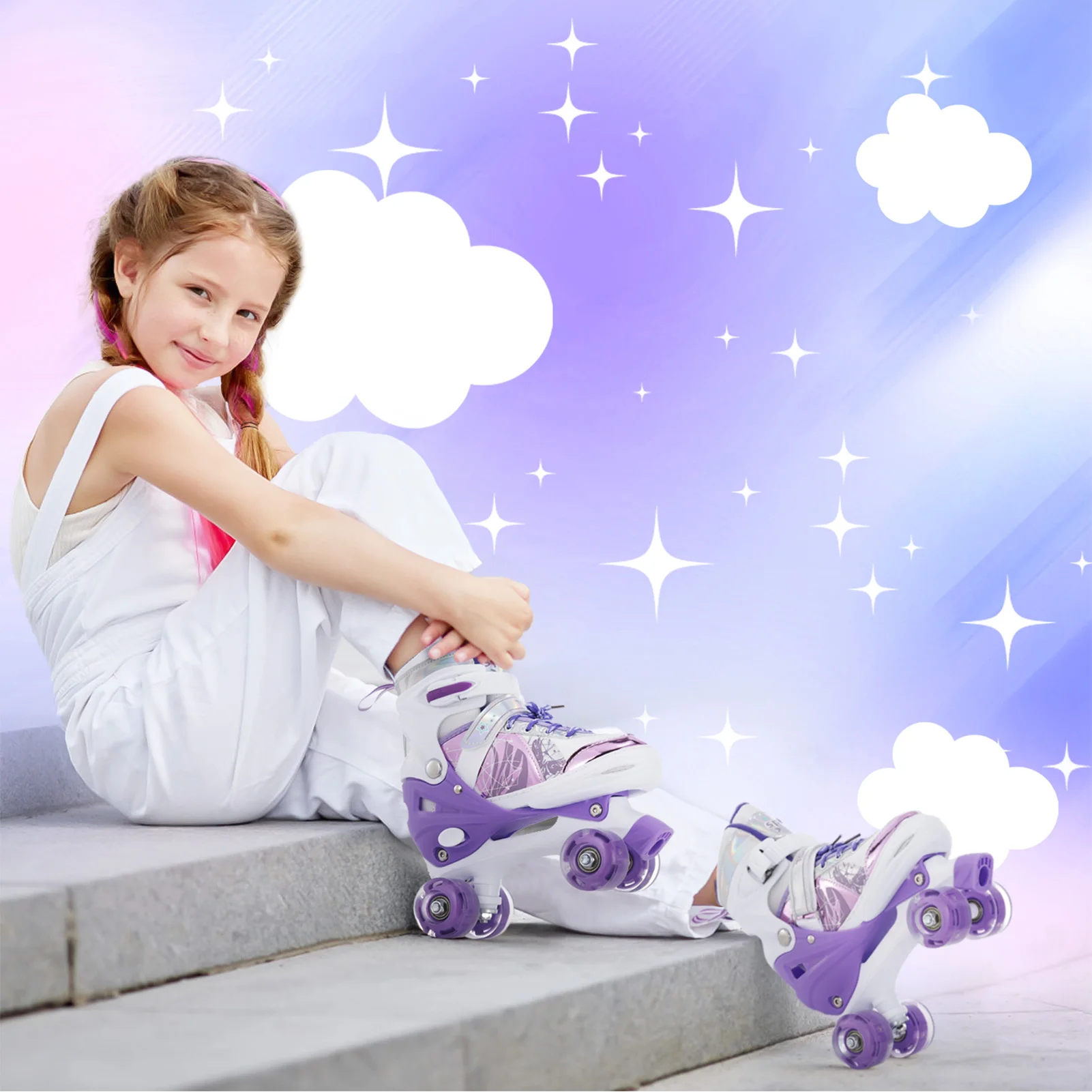 Roller Skates for Girls Boys for Kids 4 Size for Children of Different Ages Adjustable Light Up LED Luminous Wheels 3