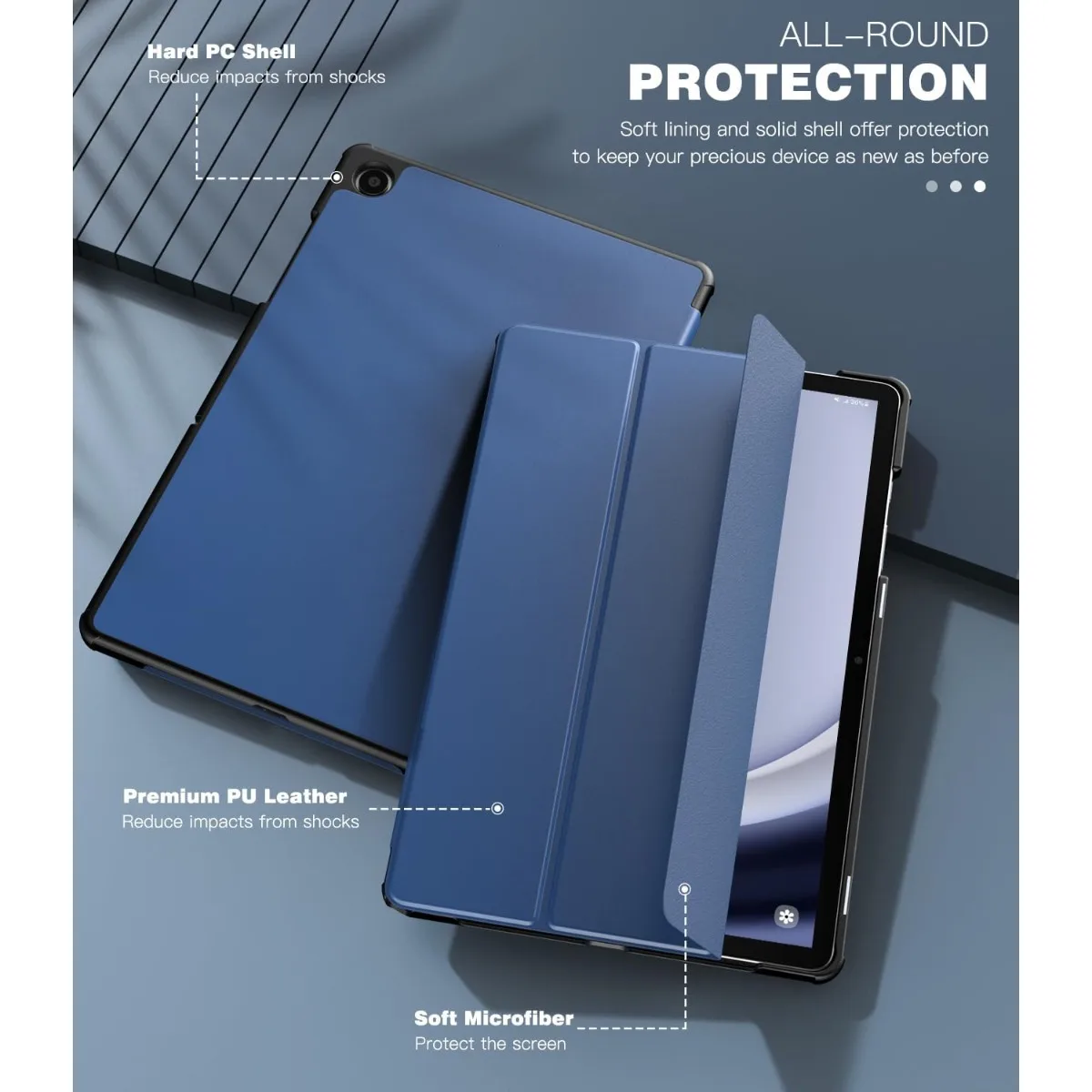 Premium Smart Tablet Case - PU Leather Stand, Shockproof Protective Cover, Hard Back Design, 11 & 8.7