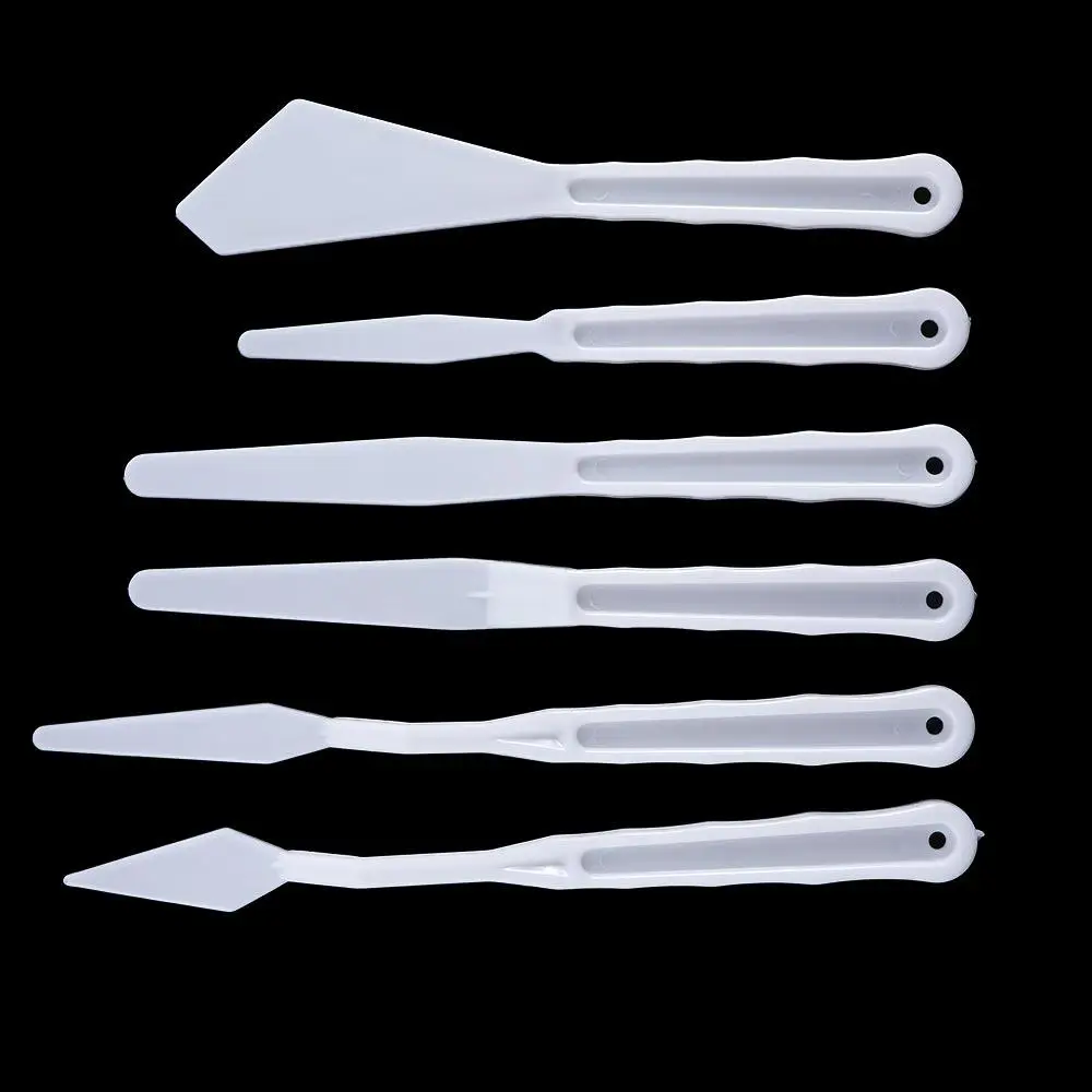 6Pcs Oil Acrylic Painting Different Styles Canvas Palette Knives Art Tools Painting Spatula Plastic