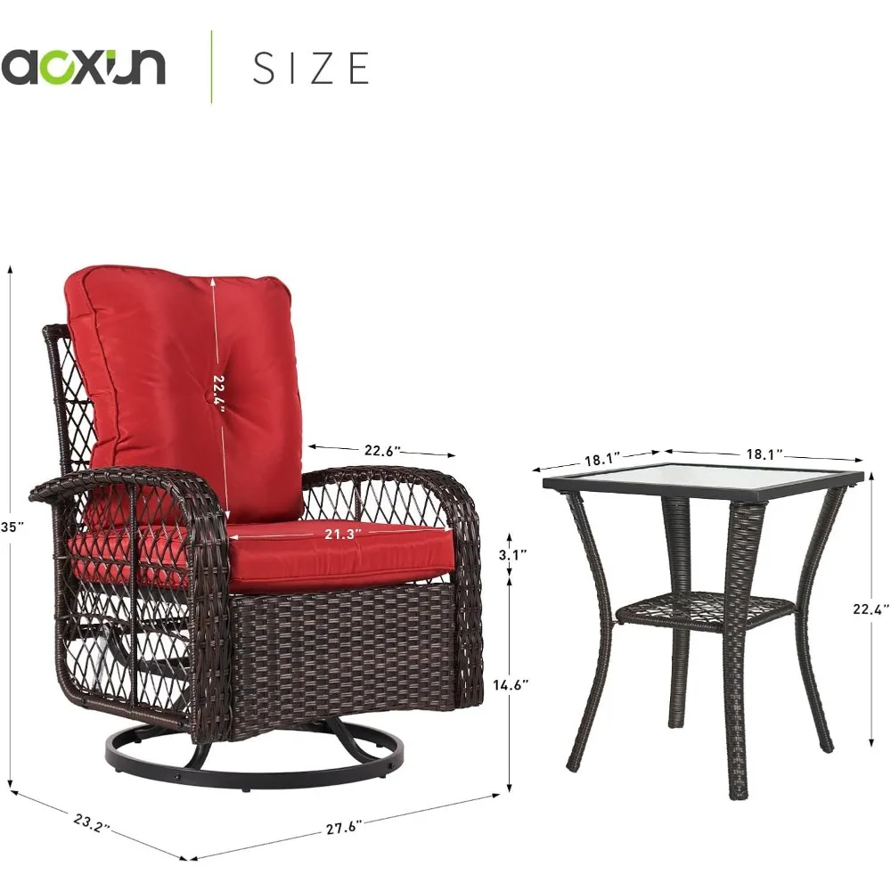 Aoxun 3-Piece Patio Set wicker rocking chairs - image 6