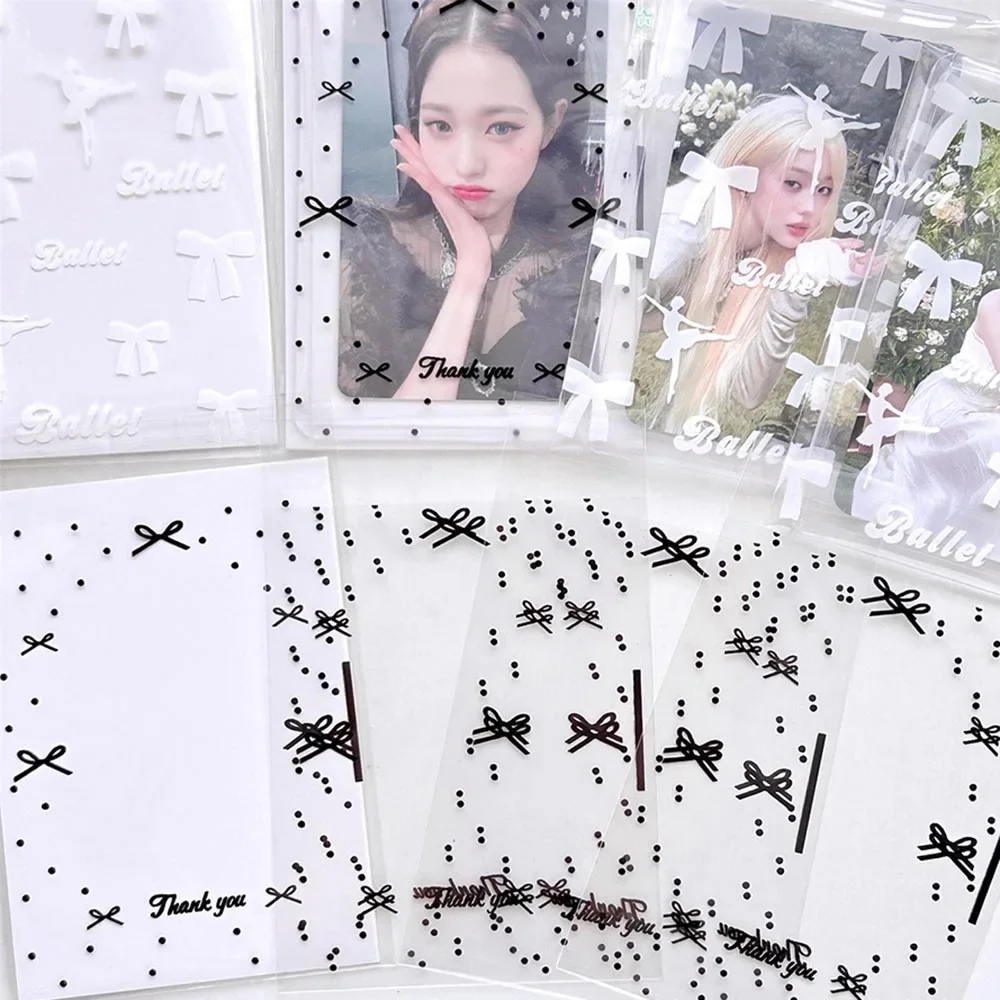 Idol card protector 50pcs/pack Clear Photocard Sleeves Self-adhesive Card Cover Idol Photo Packaging Bag Self Sealing Bag Gift Card Protector