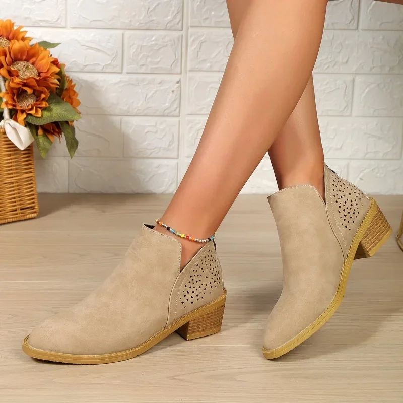 Chelsea  Women 2023 Autumn Winter Women's Boots Simple Solid Zipper Ankle Boots Classic Pointed Toe Casual Platform Boots