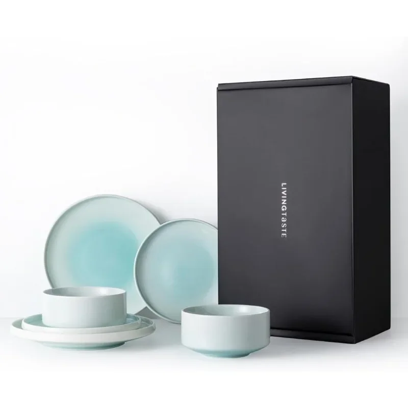 

6-Piece Plates and Bowls Set for 2 Luxury Glossy Dinnerware Set Special Occasions Gift for House Warming Weddinge