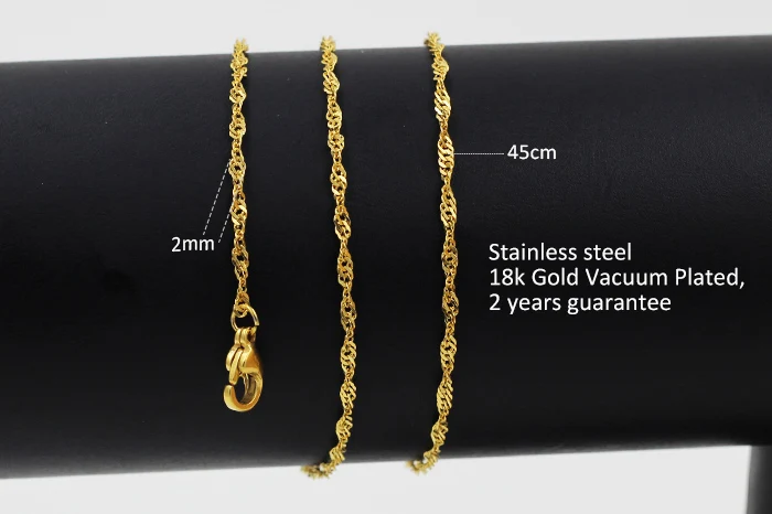 LUXUKISSKIDS Singapur Twisted Großhandel Ketten Halskette 10 teile/lose Golden/Stahl 2mm DIY Herstellung Kette 18 "20" 22 "24 zoll Kein Verblassen – Detail 4