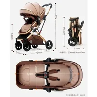 Nouvelle poussette double 3-en-1 2025 avec siège auto, poussette portable pliable à vue haute pour nouveau-né, peut assister ou allonger le bébé 6