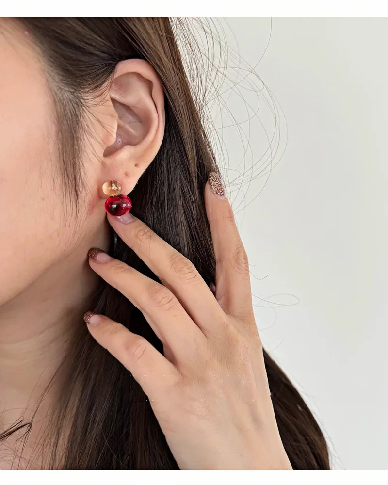 2026 Kontrastfarbene, hochtransparente Harz-Ohrstecker | Koreanischer Niedlicher Stil, hypoallergen | Weihnachtlicher Bohemian-Party-Schmuck – Detail 15