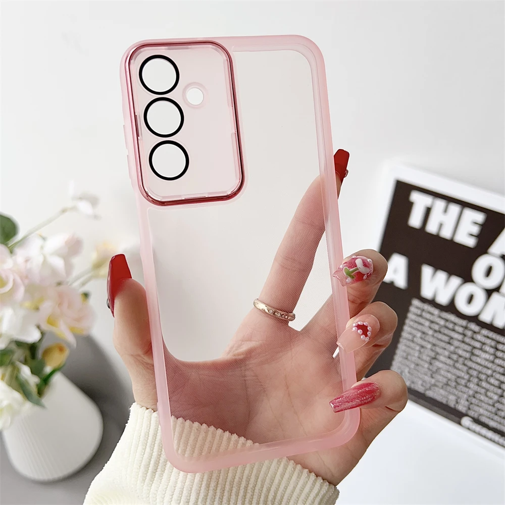 Transparent Shockproof Camera Lens Protection Phone Case - Clear & Colorful Cover