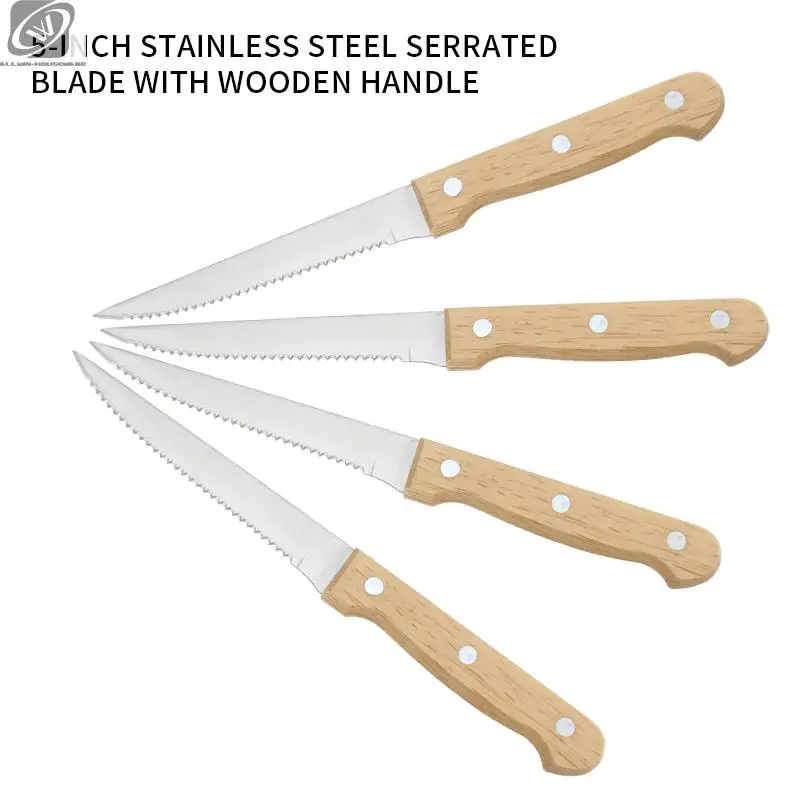 Steak Knives Fine Edge Highly Resistant And Durable Stainless Steel  Serrated Steak Knives Wooden Handle With Box Steak Knife Set - AliExpress