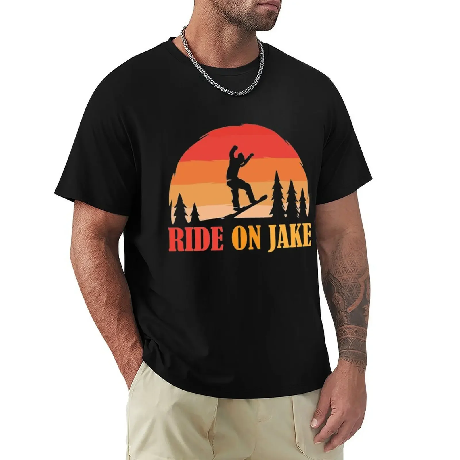 

snow board ride on jake T-shirt oversized for a boy mens tall t shirts