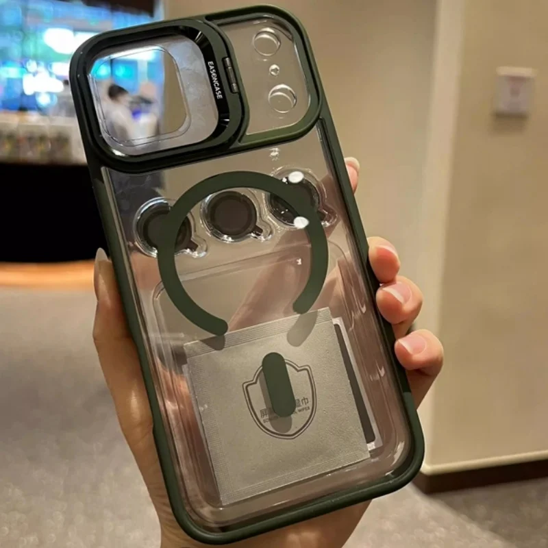 Luxury Magnetic Phone Case with Clear Glass and Stand Protection Cover