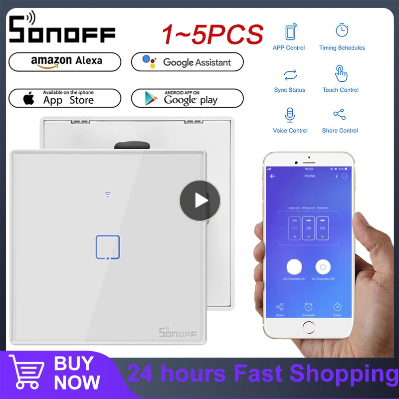 

SONOFF T2 EU/ UK/ US 433mhz RF 1 Gang WiFi Smart Wall Touch Switches Smart Home Control Via Ewelink APP/RF433/Voice/Touch/Alexa