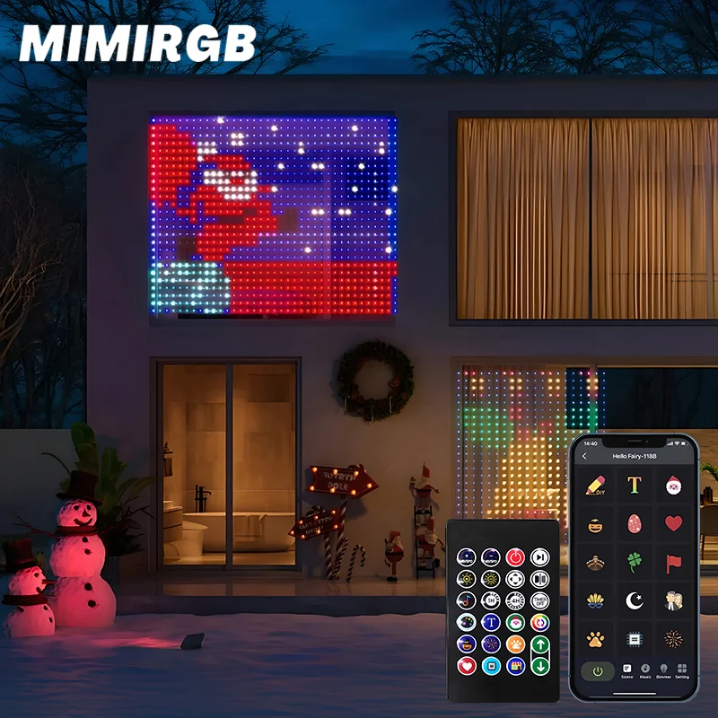400LEDs Smart RGBIC Curtain String Lights Bluetooth APP Control Christmas Fairy Light Garland DIY Picture Display Wedding Decor