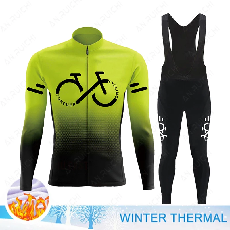 Cycling Jersey Cycling Suit Cycling Jersey Set Winter Thermal Fleece Cycling Jersey Set Mens Mountian Bicycle Clothes Wear Ropa Ciclismo Racing Team Bike Cycling Clothing