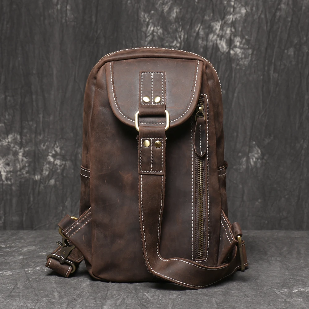 LUOKIR Vintage männer Rindsleder Brust Tasche Outdoor Sport Große Kapazität Einzelnen Schulter Umhängetasche Aus Echtem Leder männer Tasche – Detail 17