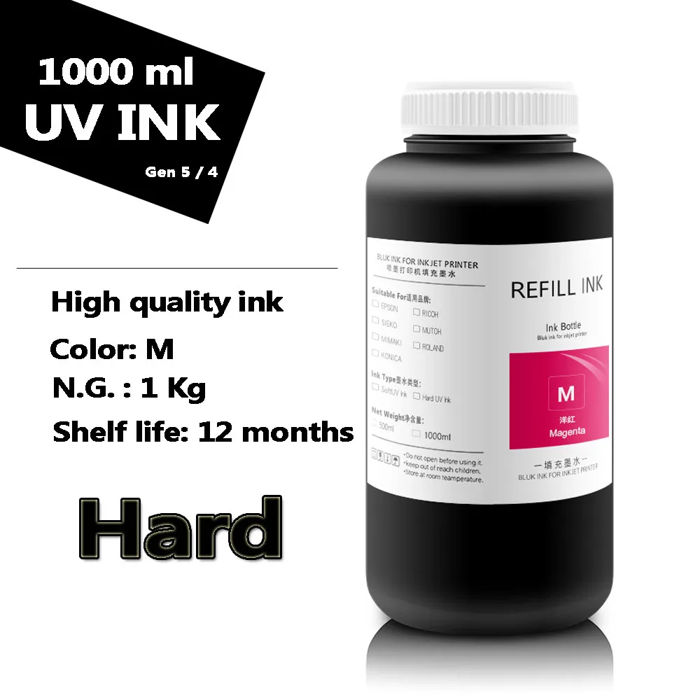 Printer UV Ink 1000ML/bottle*5colors Dedicated For Ricoh GEN 4 GEN5 printhead for Ricoh UV printer